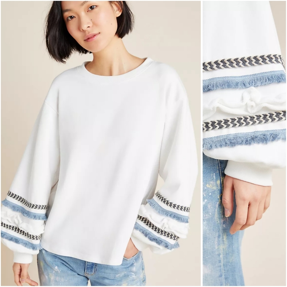 Anthropologie Patrice Puffed Sleeve Sweatshirt by Junie